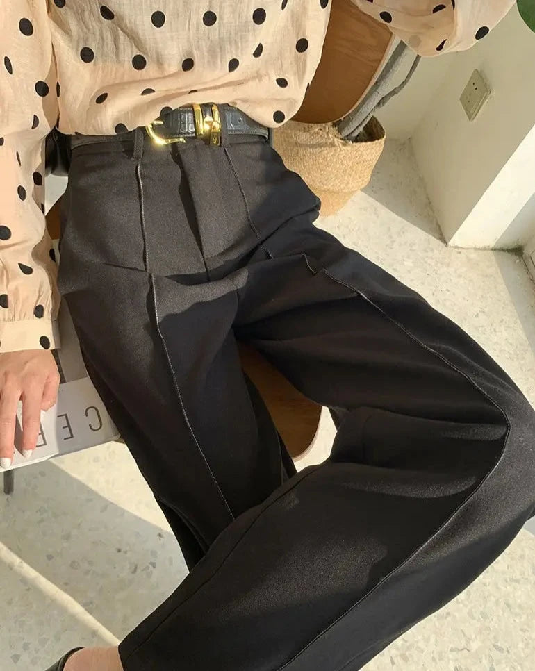 Tailored High-Waist Straight Pants