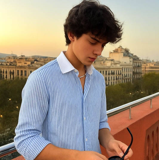 Classic Blue Striped Cotton Shirt