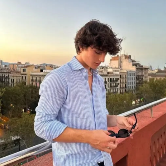 Classic Blue Striped Cotton Shirt