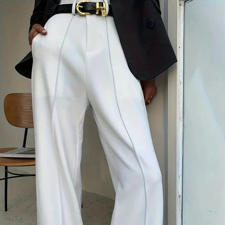 Tailored High-Waist Straight Pants
