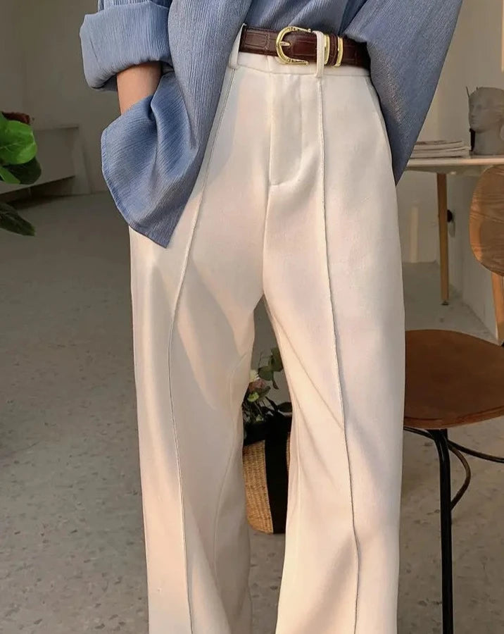 Tailored High-Waist Straight Pants