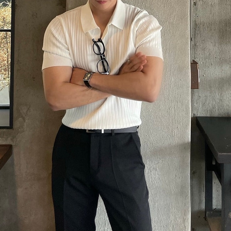 Classic Ribbed Polo T-Shirt