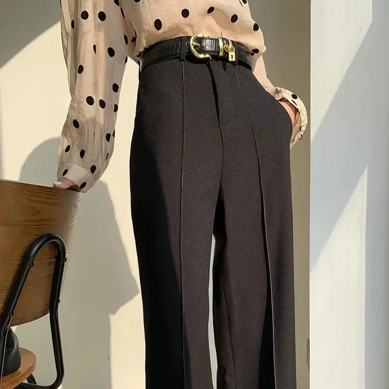Tailored High-Waist Straight Pants